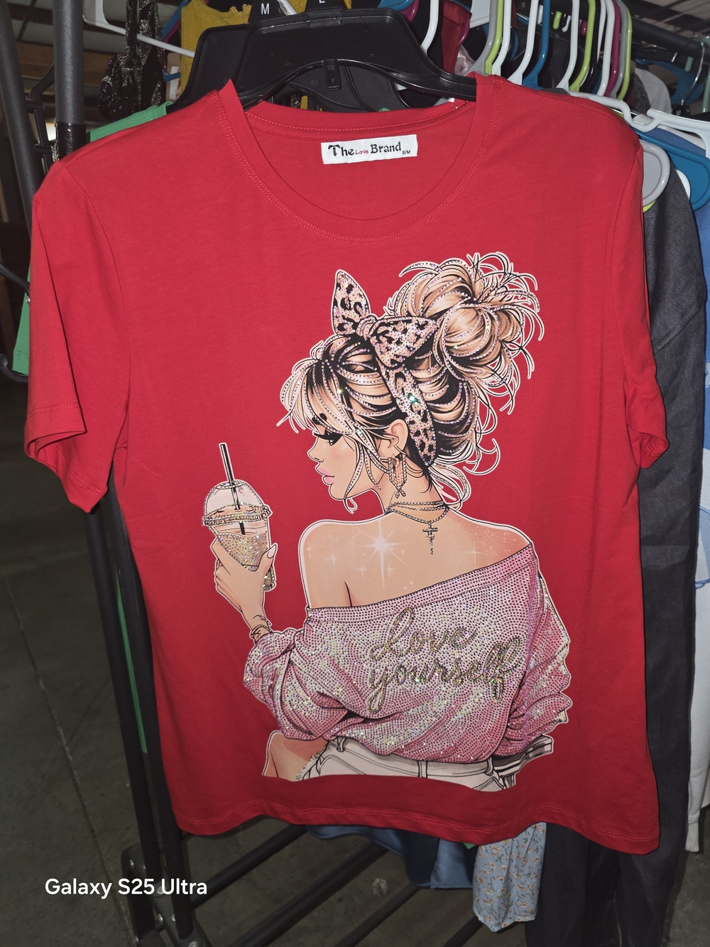 Red Bling Tee - 'Love Yourself' Short Sleeve. Size- M/L. NWT